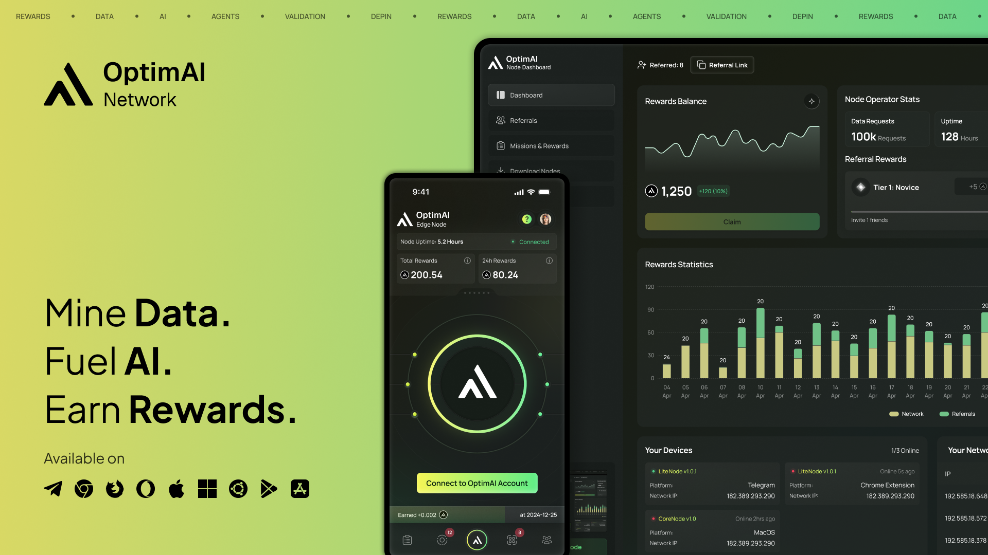 OptimAI Node Dashboard: Referral Code: EBE5ABD8